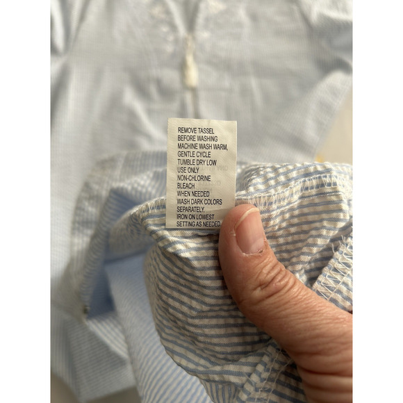 Miss Elaine Embroidered Seersucker Full Zip Robe Womens Size Small Blue NWT - Picture 5 of 8